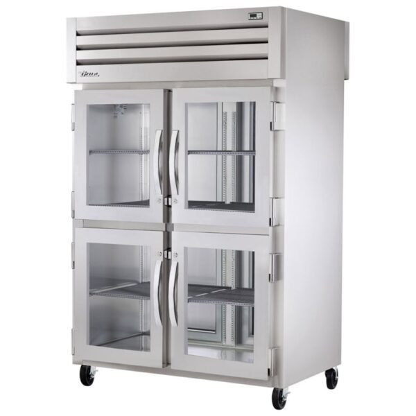 True STR2RPT-4HG-2S-HC 52 3/5" Two Section Pass Thru Refrigerator, (4) Left/Right Hinge Glass Doors, 115v