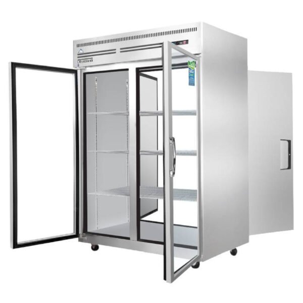 Everest - ESPT-2G-2S, Commercial 49" Two Glass 2 Solid Door Pass Thru Reach-In Refrigerator