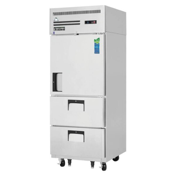 Everest - ESR1D2 Commercial 29" Solid Door Reach-In 1 door 2 Drawers Refrigerator 23 cu.ft.