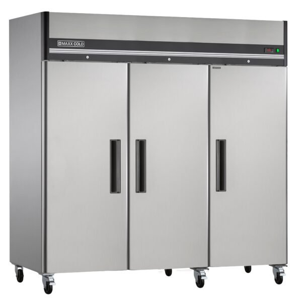 Maxx Cold - MXCR-72FDHC Triple Door Reach-In Refrigerator, Top Mount, 81"W, 72 cu. ft. Storage Capacity, in Stainless Steel