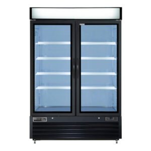 Maxx Cold - MVMR48B V-Series Double Glass Door Merchandiser Refrigerator, in Black