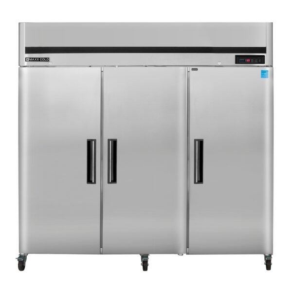 Maxx Cold - MCRT-72FDHC Triple Door Reach-In Refrigerator, Top Mount, 81"W, 72 cu. ft. Storage Capacity, in Stainless Steel